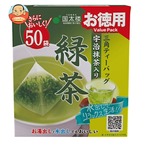 国太楼 お徳用 宇治抹茶入り緑茶三角ティーバッグ50P 100g(50P)×6袋入
