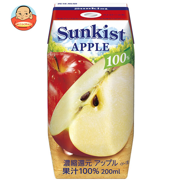 森永乳業 サンキスト 100%アップル(プリズマ容器) 200ml紙パック×24本