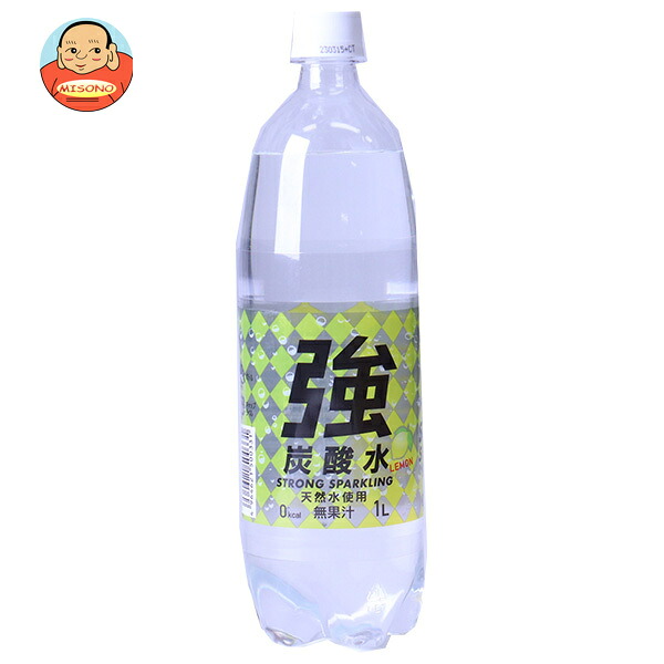 友桝飲料 強炭酸水 レモン(K) 1000mlPET×15本入