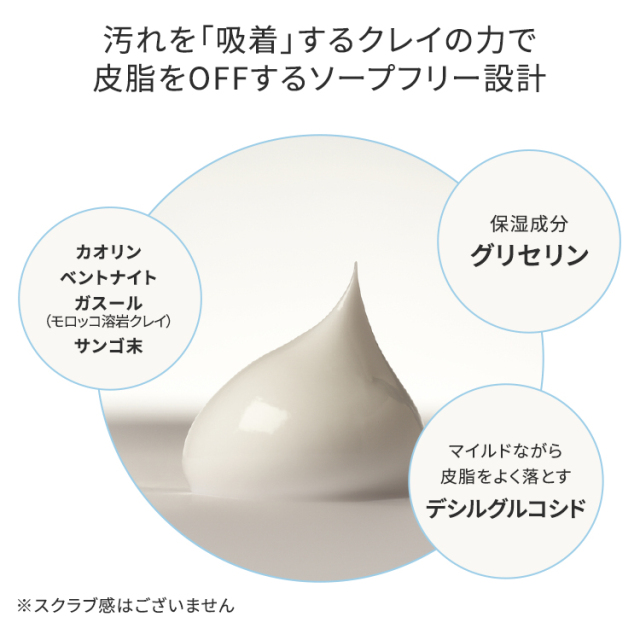 クレイの力で皮脂を吸着する肌磨き洗顔 /4種類の天然クレイが余分な