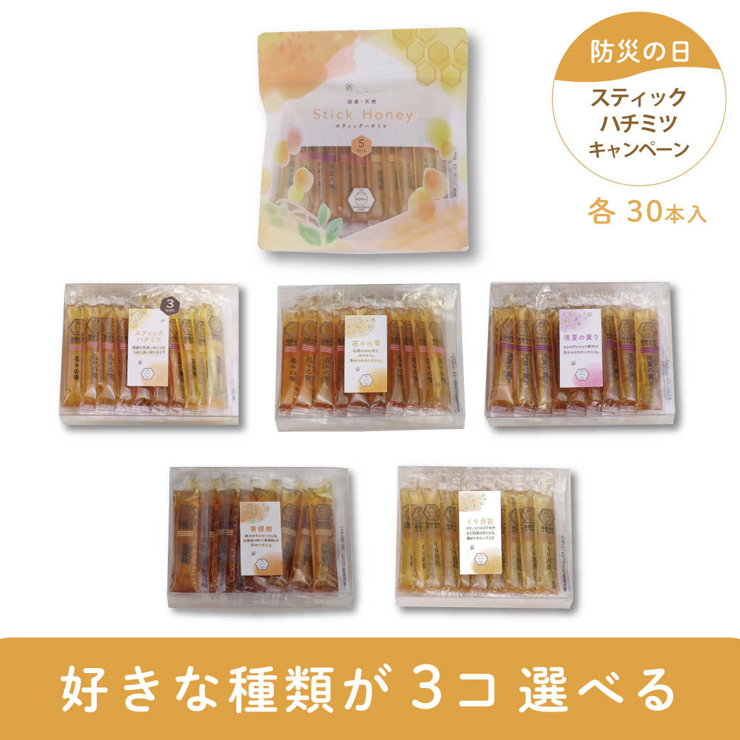 選べる3セット】送料無料+10本プレゼント スティックハチミツ 30