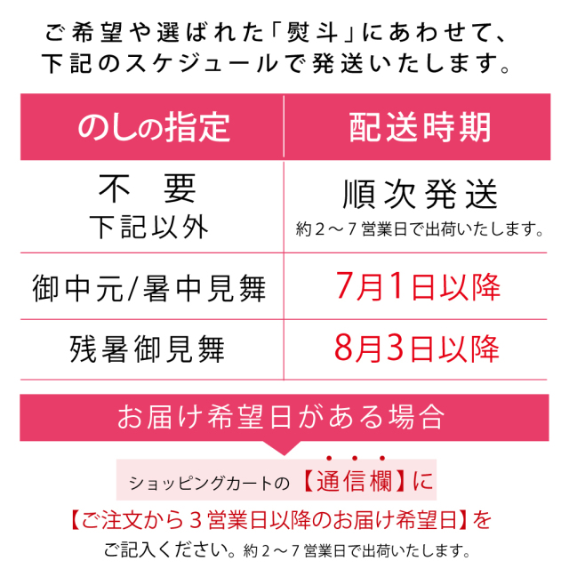 お中元 配送時期 案内