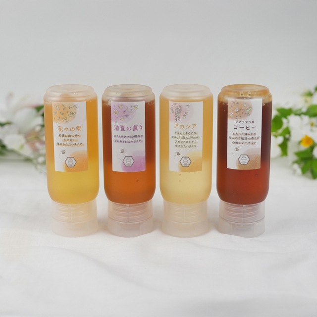 ハチミツ★ やすらぎリラックス4本セット(チューブハチミツ：花々の雫・清夏の薫り