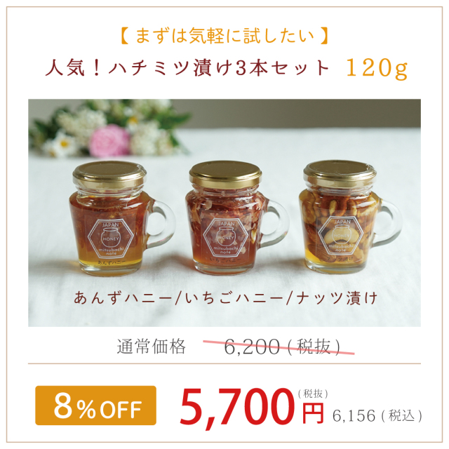 選べるハチミツ漬け　3本セット