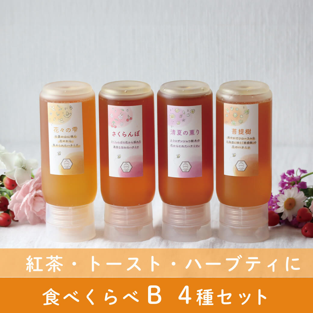 金柴カヌー　各300g さくら　さくらんぼ百　びわ　ボダイジュ　生はちみつ 金柴カヌー 各300g さくら さくらんぼ百 びわ ボダイジュ 生