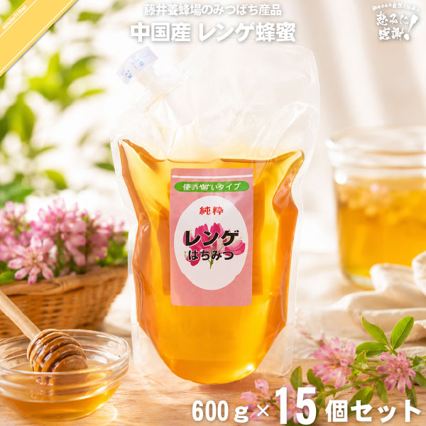 【終売】【15個セット】中国産レンゲはちみつ 詰替用 袋入（1kg）【送料無料】