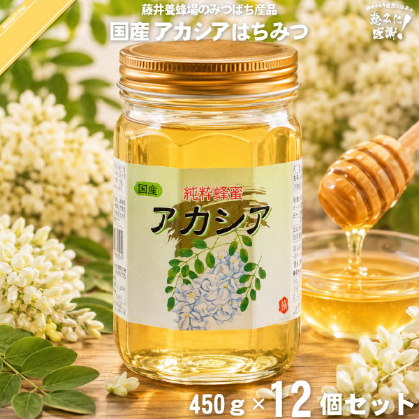 【12個セット】国産アカシアはちみつ 瓶入 （450g）【送料無料】