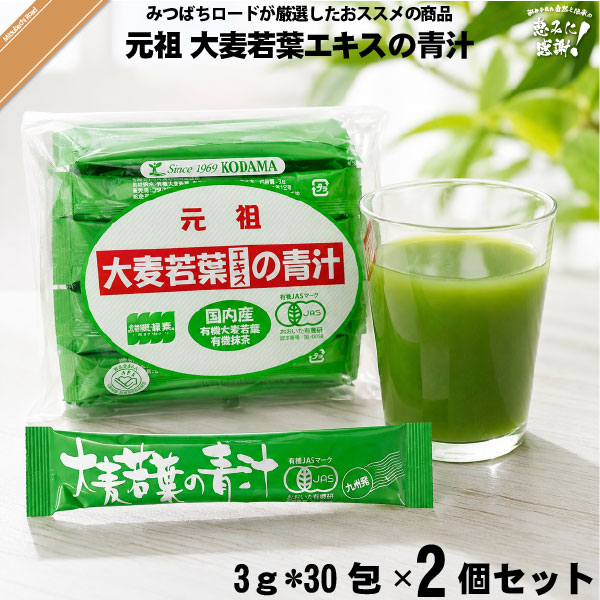 【2個セット】コダマ健康食品 大麦若葉エキスの青汁【抹茶入】【3g×30スティック】 （90g）【送料無料】