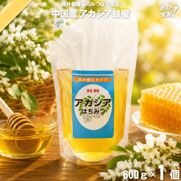 中国産アカシアはちみつ 袋入（600g）【5250円以上で送料無料】