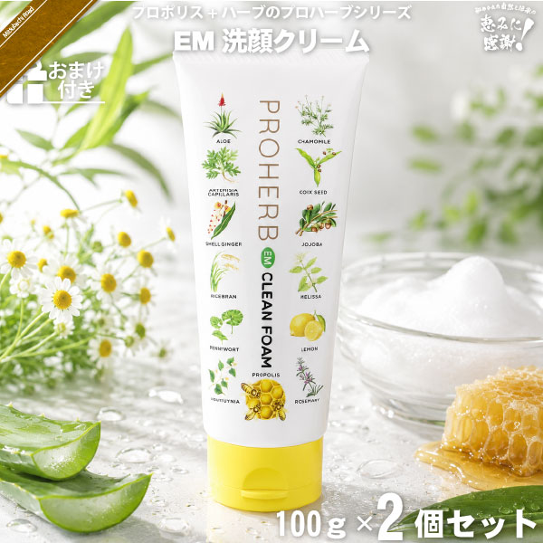 【お手軽 / 2個セット / おまけ付】プロハーブEM洗顔クリーム（100g）【送料無料】