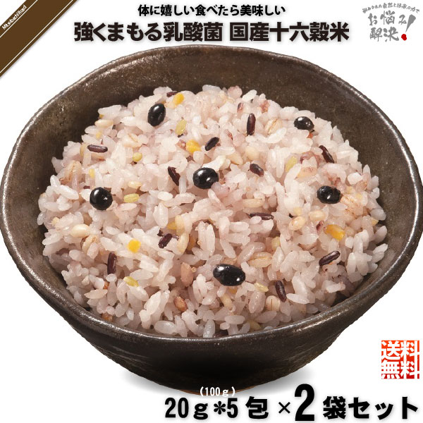 【終売】【お手軽 / 2個セット】強くまもる乳酸菌 国産 十六穀米 （20g×5包）【送料無料】