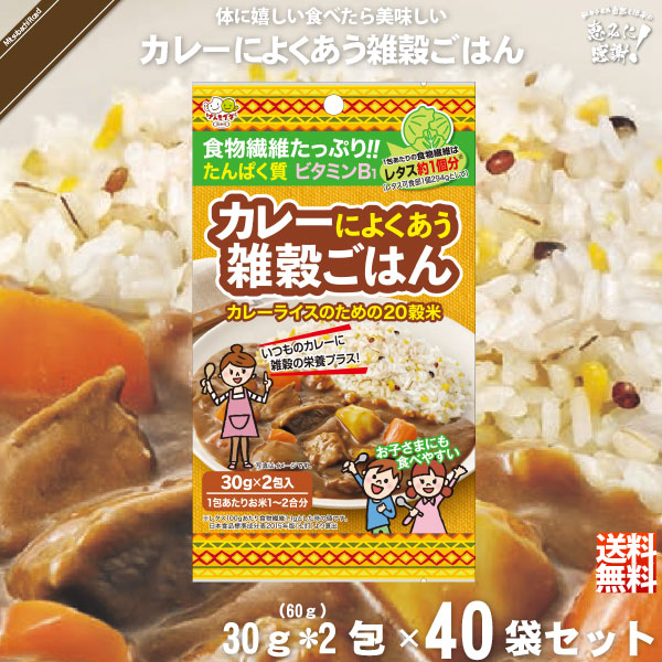 【受注過多のため出荷まで4週間程度】【40個セット】カレーによくあう雑穀ごはん （30g×2）【送料無料】