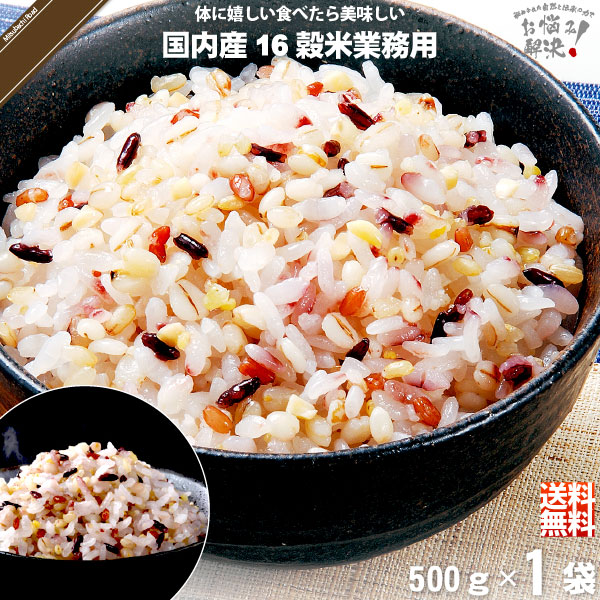 【お手軽】国内産十六穀米 業務用 （500g）【送料無料】