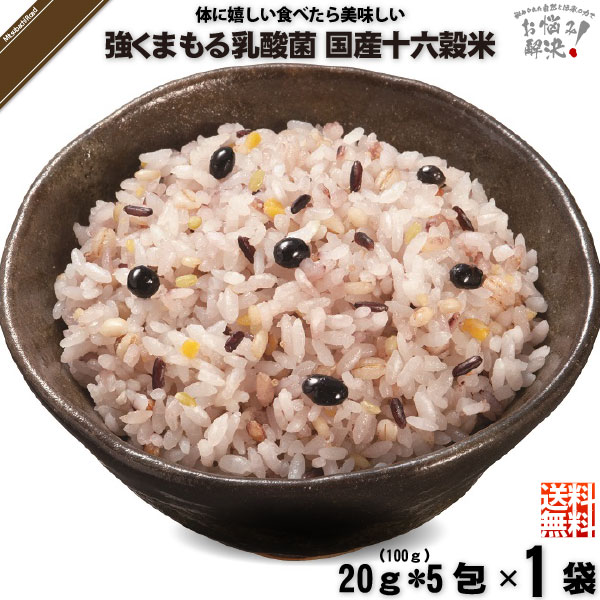 【終売】【お手軽】強くまもる乳酸菌 国産 十六穀米 （20g×5包）【送料無料】