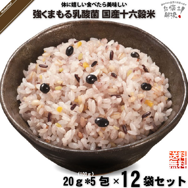 【終売】【12個セット】強くまもる乳酸菌 国産 十六穀米 （20g×5包）【送料無料】