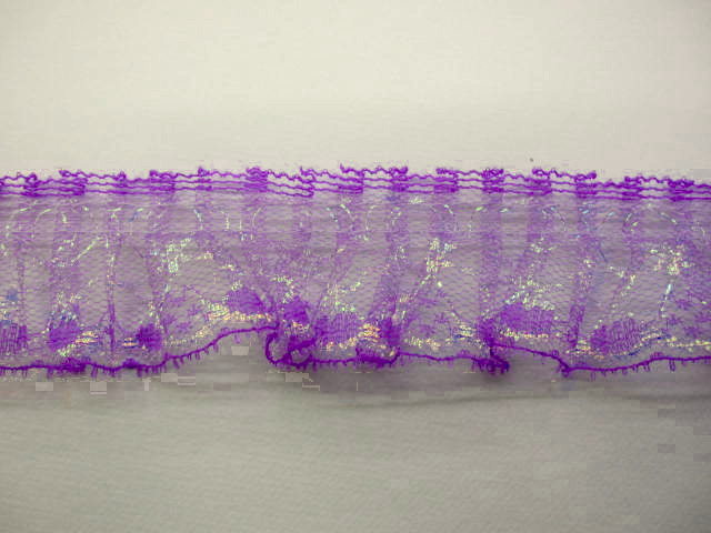 フリル レース　★ 紫 ×オーロラ　★ 切り売り　★ 手芸用　[r-0014]