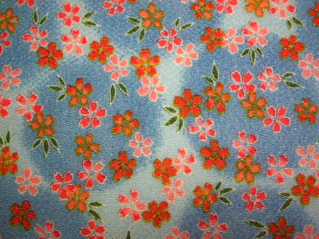 ちりめん生地　★カット柄物　★桜柄　★No.7　★ちりめん細工や小物手芸に最適 ★サイズ33cm×23cm ★材質・レーヨン [ci-0007]