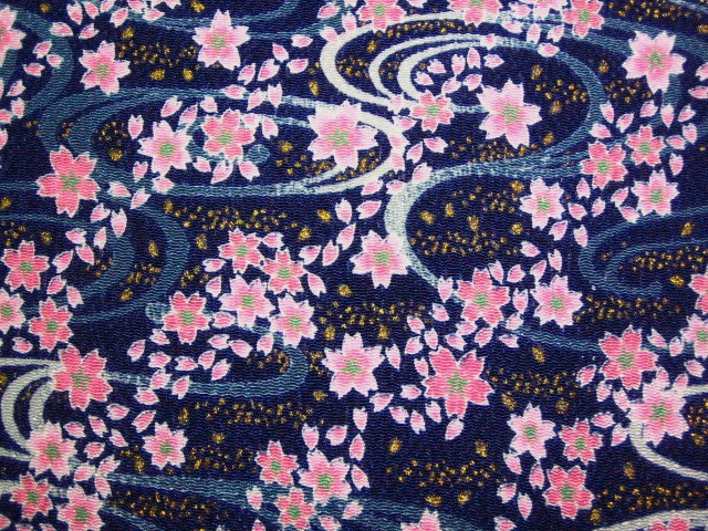 ちりめん生地　★カット柄物　★桜柄　★No.16　★ちりめん細工や小物手芸に最適 ★サイズ33cm×23cm ★材質・レーヨン [ci-0016]