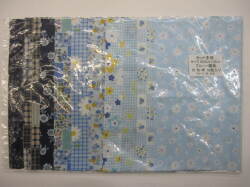 はぎれ カット生地　★  １０枚入り　★ サイズ： 約 25cm×25cm　★ 花柄 ブルー、紺系　★小物などに　[cat-0005]