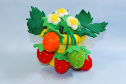 いちご　★ 黄色　★ カラー軍手で作る手芸　★ オリジナル手芸　★ 軍手の指先で苺を作る　[T-0001]