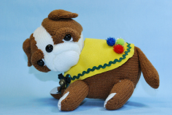 縁起物の干支手芸 ★ チビぶる(いぬ)　★ 黄色　★ カラー軍手で作る手芸　★ オリジナル手芸キット　[T-0006]