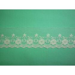 チュール レース　★  アイボリー 　★ 約 5 cm 幅　★ 刺繍幅 約 3.5cm　★ レースの土台がチュールになっています★ 切り売り1m 単位　[r-0117]