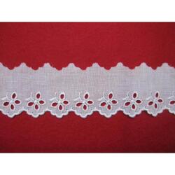 綿  レース　★  白 　★ 全幅 約 4 cm　★ 刺しゅう幅　約 2.2 cm  ★ 切り売り1m 単位　[r-0127]