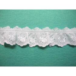 綿 フリル レース　★  白 　★ 全幅 約 4 cm　★ 刺しゅう幅　約 2 cm  ★ 切り売り1m 単位　[r-0123]