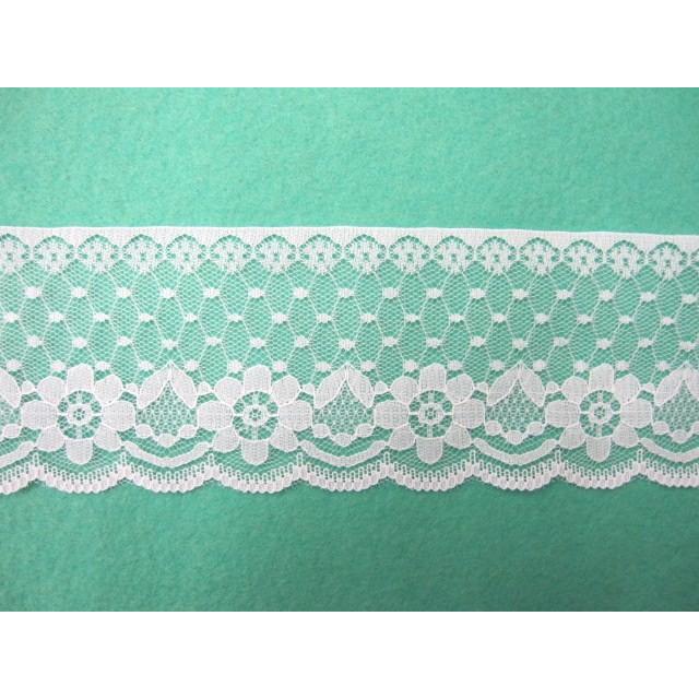 ラッセル レース　★  白 　★ 約 6.5 cm 幅　★ 切り売り1m 単位　[r-0118]