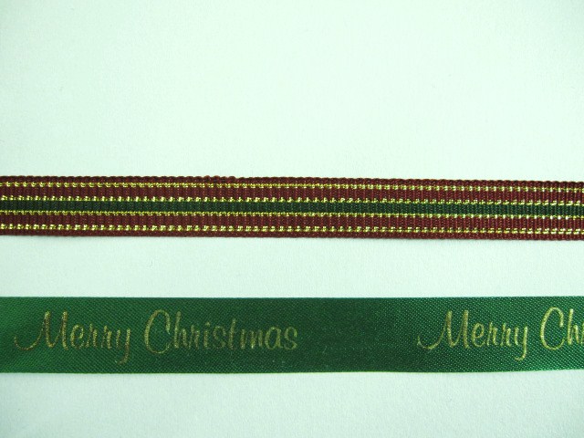 ピン ライン　★ 10 ミリ 幅　★ メリー クリスマス リボン　★ 10 ミリ 幅　[xf-0005]