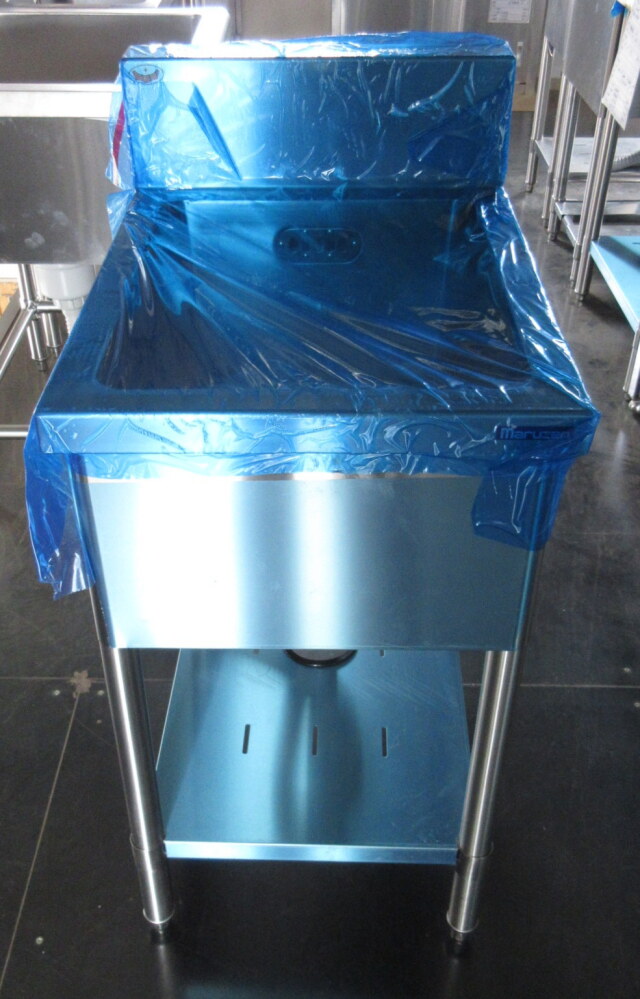 未使用品 マルゼン 1槽シンク W450×D600×H800mm バックガードH150  