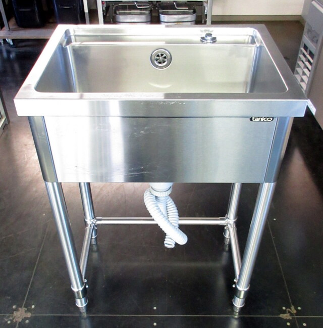 タニコー 1槽シンク W590×D450×H800mm 水切り付き 3方枠 業務用 