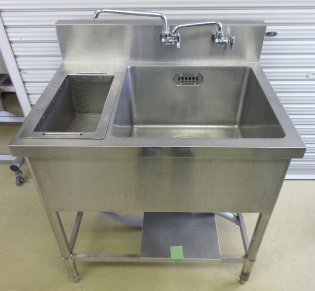 ダスト付き1槽シンク W800×D600×H800mm バックガードH150×D60mm  