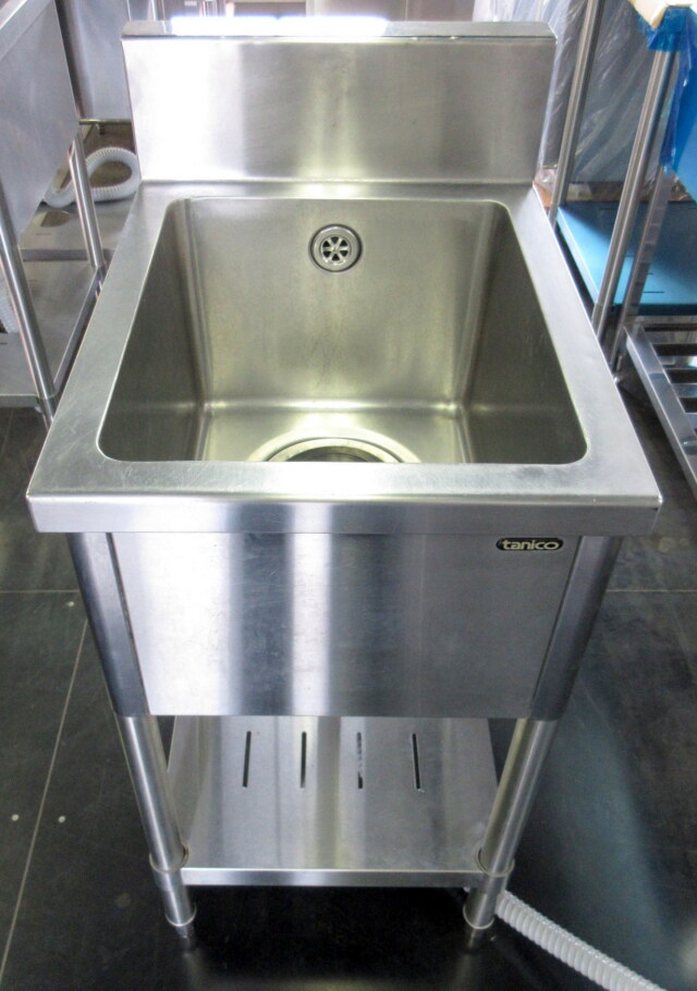 タニコー 1槽シンク W450×D600×H800mm 深槽270mm バックガードD90×H150mm