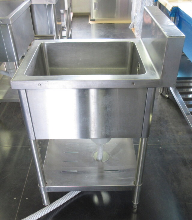 タニコー 1槽シンク W450×D600×H800mm 深槽270mm バックガードD90×H150mm