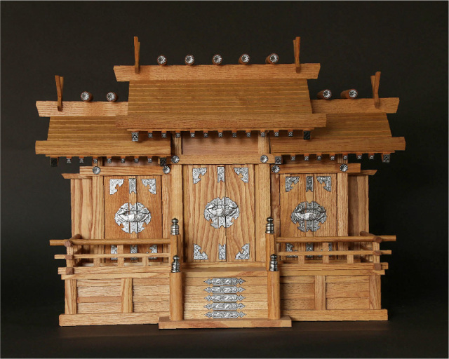 神棚 屋根宮「新けやき三社中」＜信州立科欅風仕上＞