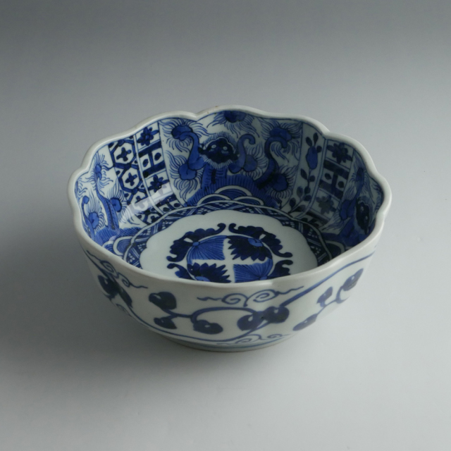 口径15.7cm 染付 小鉢 雨竜文 幕末〜明治初期頃