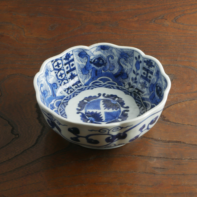 口径15.7cm 染付 小鉢 雨竜文 幕末〜明治初期頃