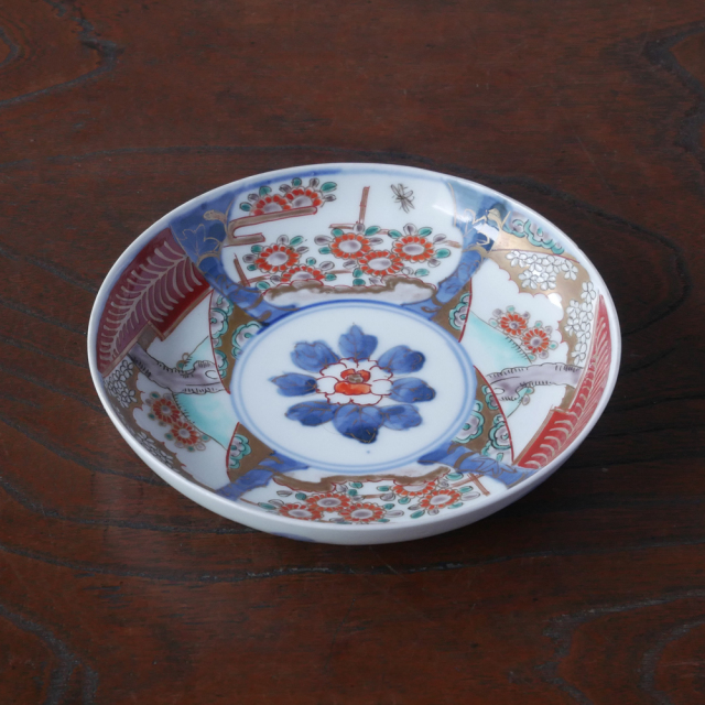 径15.3cm 中皿 色絵「桜菊図」 昭和初期頃 5客セット