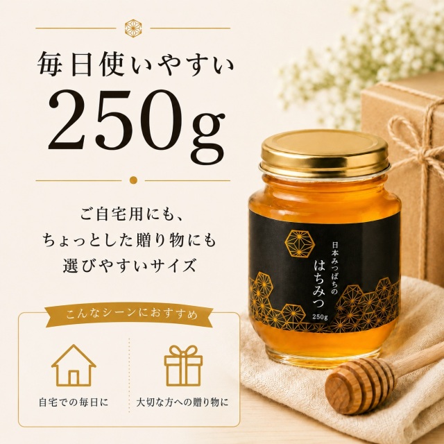 日本みつばちのはちみつ 250g 国産 非加熱 蜂蜜 天然 百花蜜