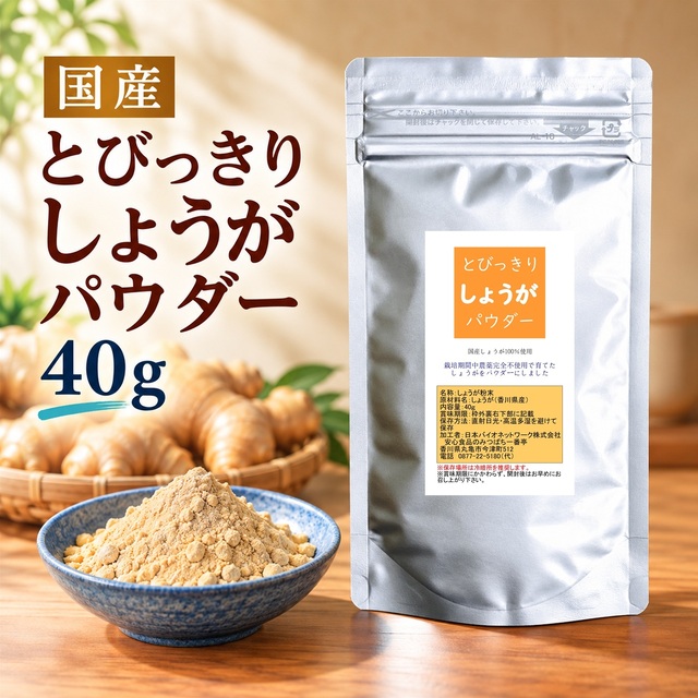 とびっきりしょうがパウダー 40g 粉末 国産 香川県産 栽培期間中農薬完全不使用