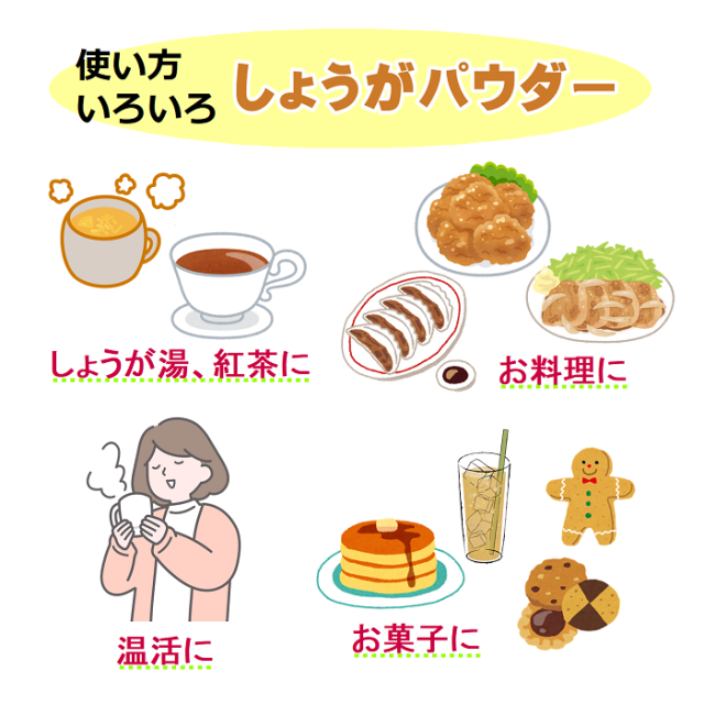 しょうがパウダーを使ったメニュー