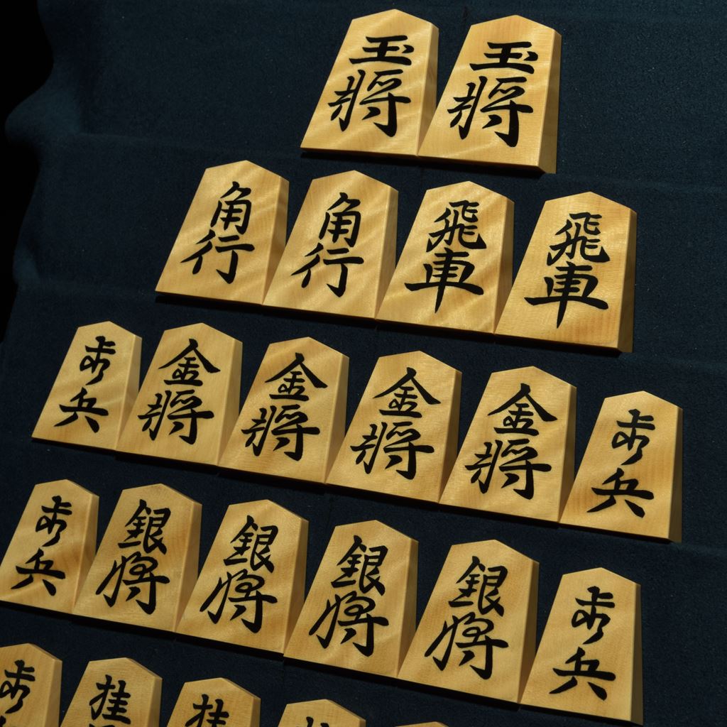 将棋駒　竹風作　根杢　彫埋　宗歩好