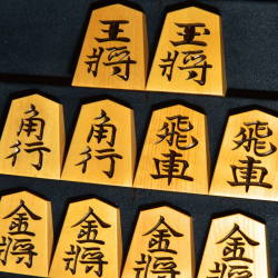 将棋駒　梢月作　水無瀬書　彫駒