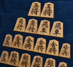 将棋駒　影水作　山華石書　彫駒　