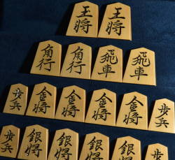 将棋駒　天一作　鵞堂書　彫駒