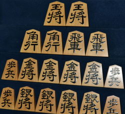 将棋駒　一舟作　無剣書　赤柾　盛揚