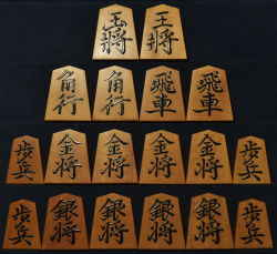 将棋駒　香月作　菱湖書　盛揚