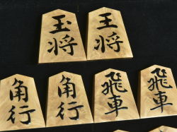 将棋駒　 淡月作　雅鋒書　雲竜杢　盛揚
