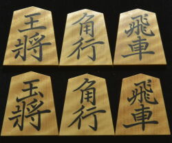 将棋駒　竹風作　菱湖　虎斑　彫埋